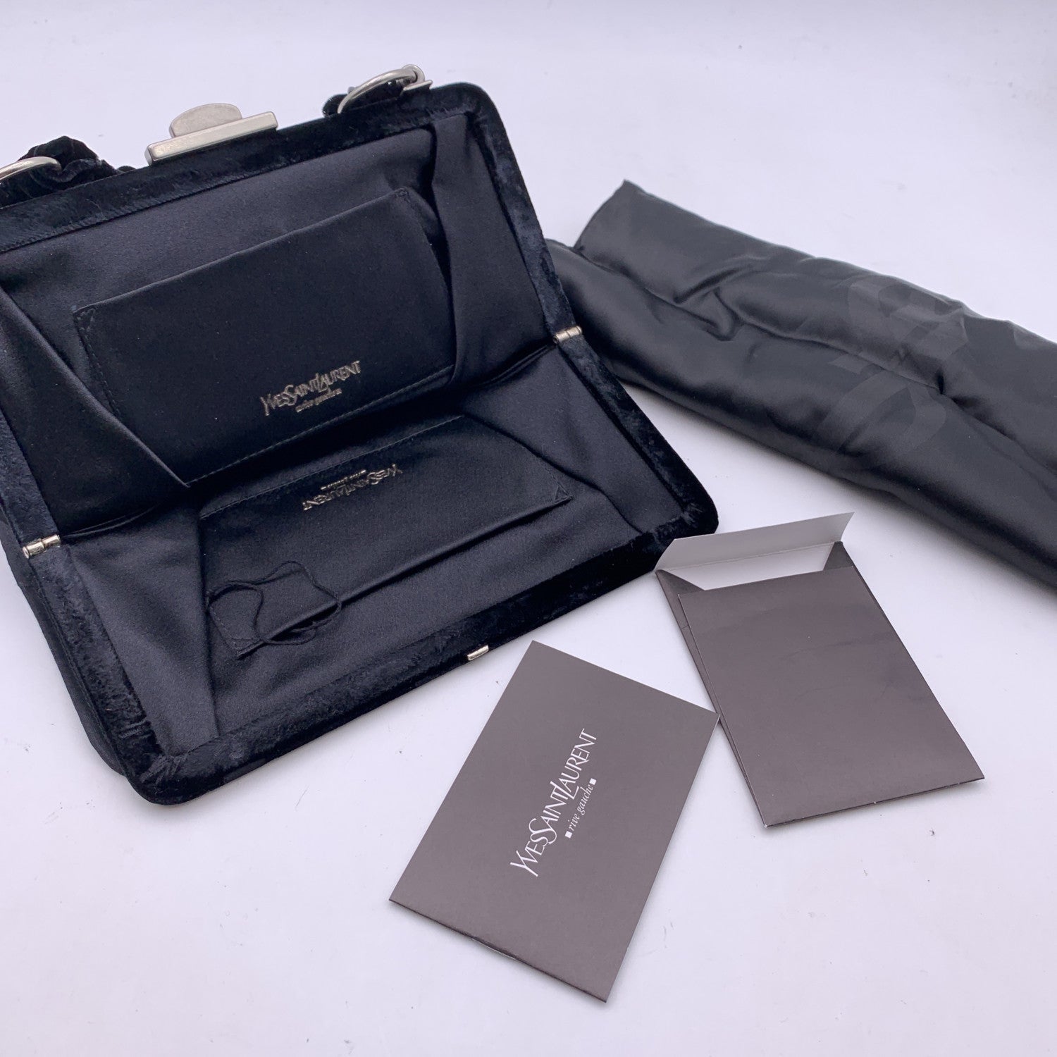 YVES SAINT LAURENT Black Fabric Velvet Evening Bag Handbag
