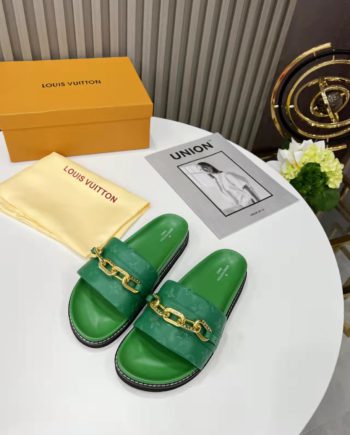 louis vuitton Sunset Flat Comfort Mule Green For Women 1A9RAK