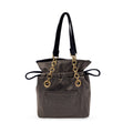 YVES SAINT LAURENT Vintage Metallic Canvas Drawstring Small Handbag