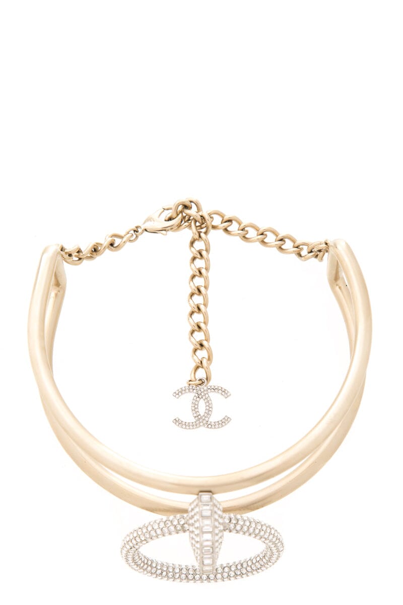 Chanel 2016 Shanghai Collection Gold & Crytsal Knocker Necklace