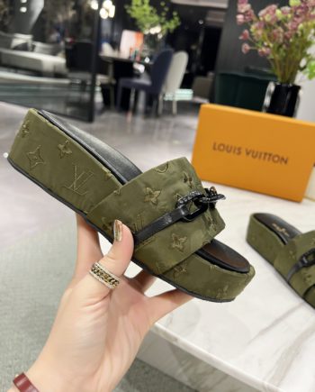 louis vuitton Jumbo Flatform Mule Green For Women LV