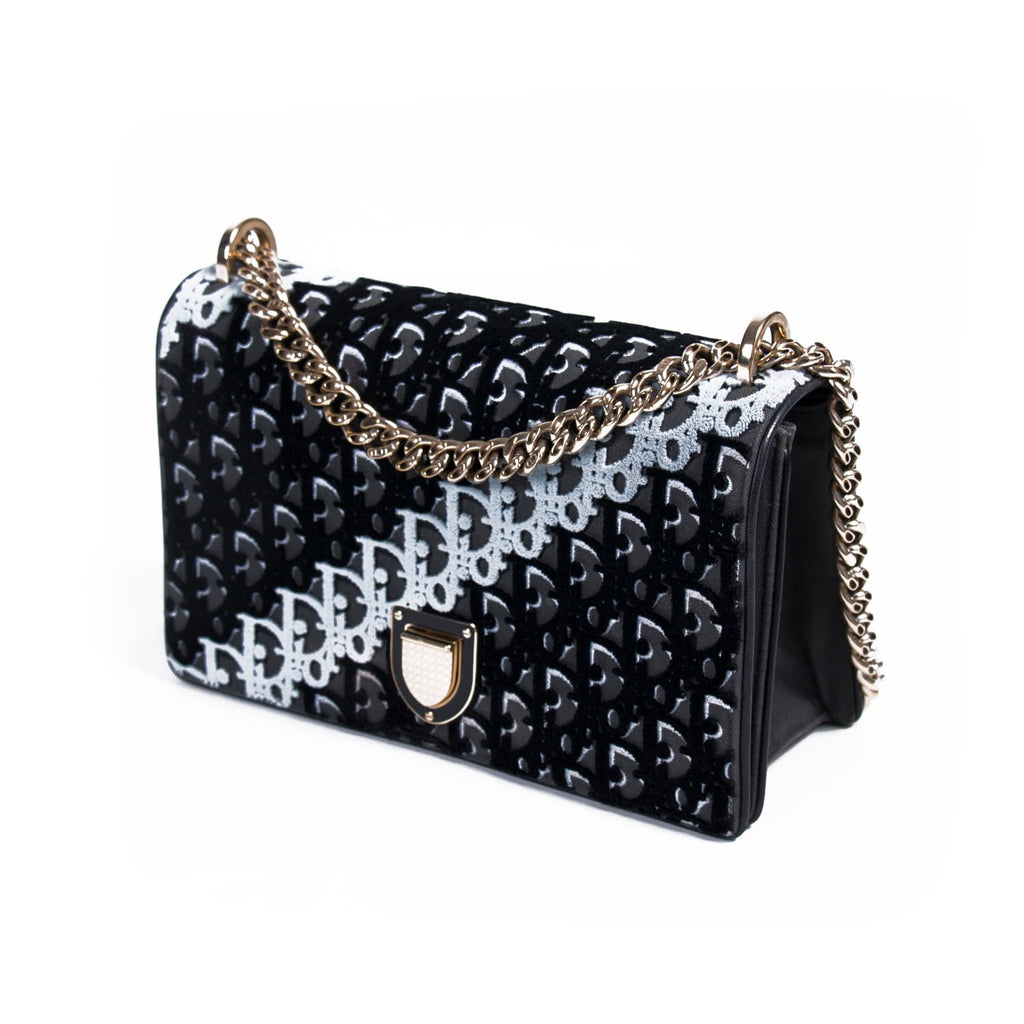 Christian Dior Diorama Oblique Velvet Flap Bag