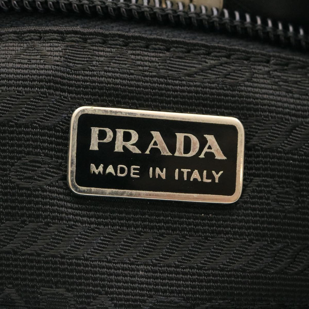 PRADA Shoulder Bag Leather Black Wine Red  ds055