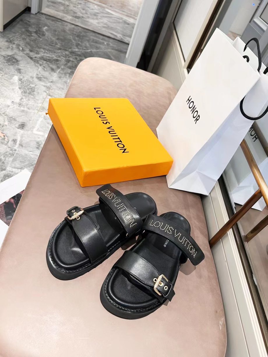 louis vuitton Women's Bom Dia Flat Mule Black For Women