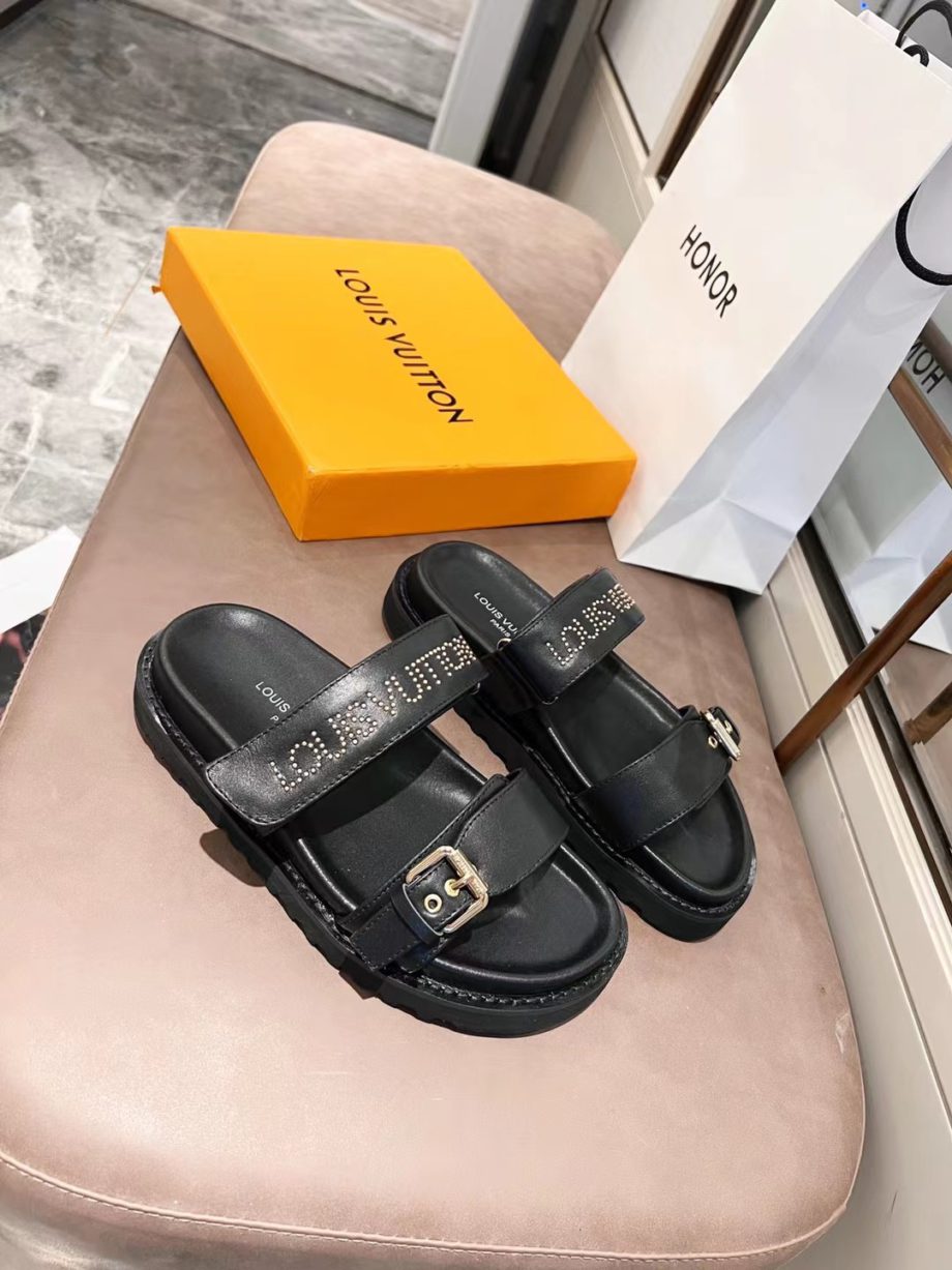 louis vuitton Women's Bom Dia Flat Mule Black For Women
