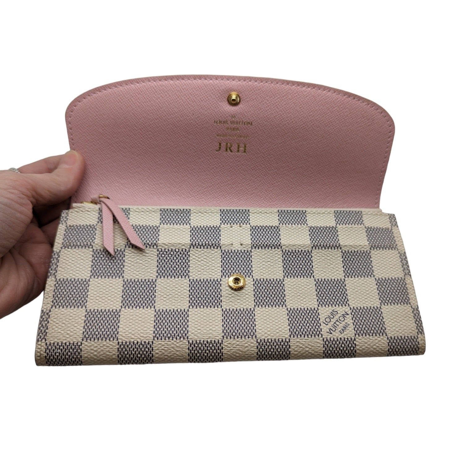 Louis Vuitton Damier Azur Emilie Wallet Rose Ballerine