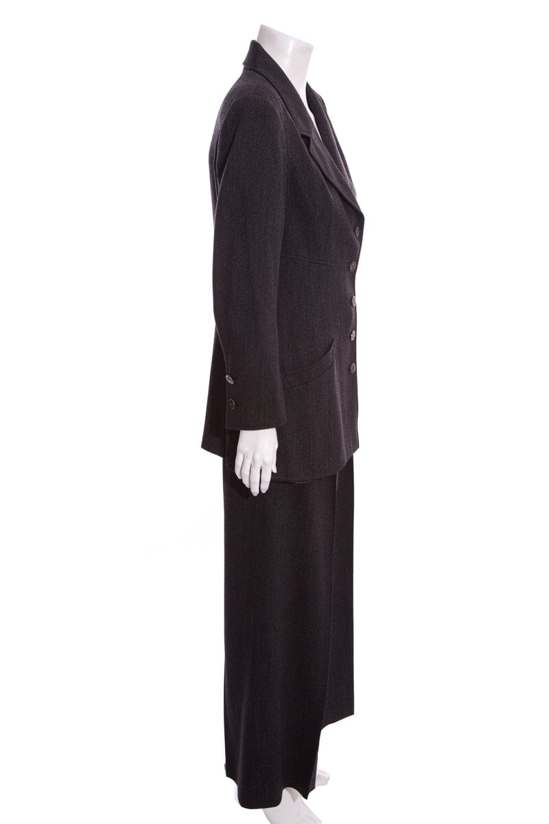 Chanel Boutique 1997 Fall/Winter Grey 2 PC Suit SZ 44