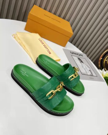 louis vuitton Sunset Flat Comfort Mule Green For Women 1A9RAK