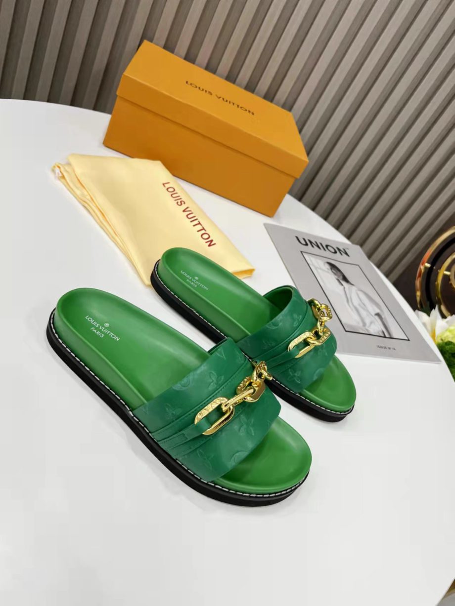 louis vuitton Sunset Flat Comfort Mule Green For Women 1A9RAK
