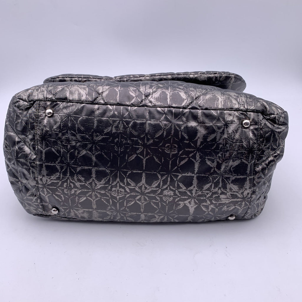 CHANEL Rock In Moscow Grey Abstract Print Nylon Accordion Flap Bag