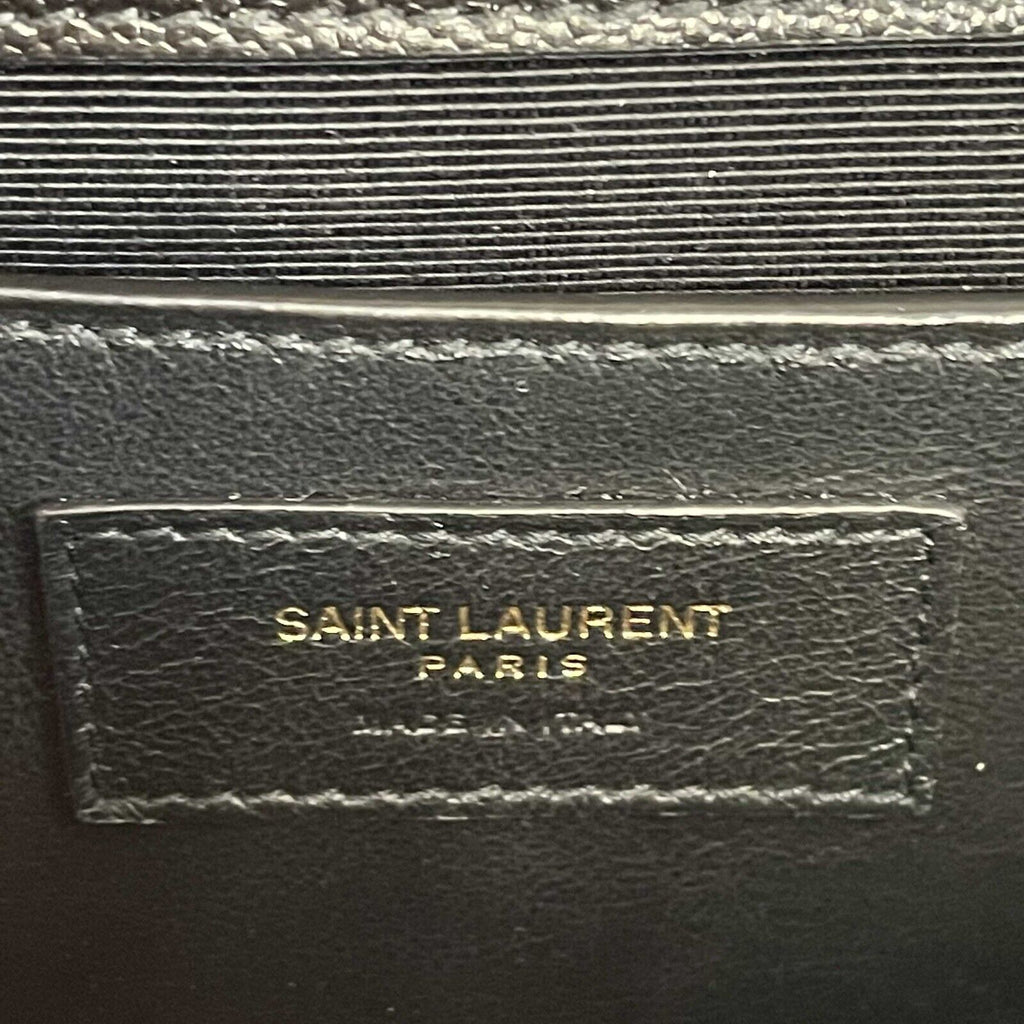 SAINT LAURENT Black Medium Triquilt Envelope Chain Grain de Poudre Shoulder Bag
