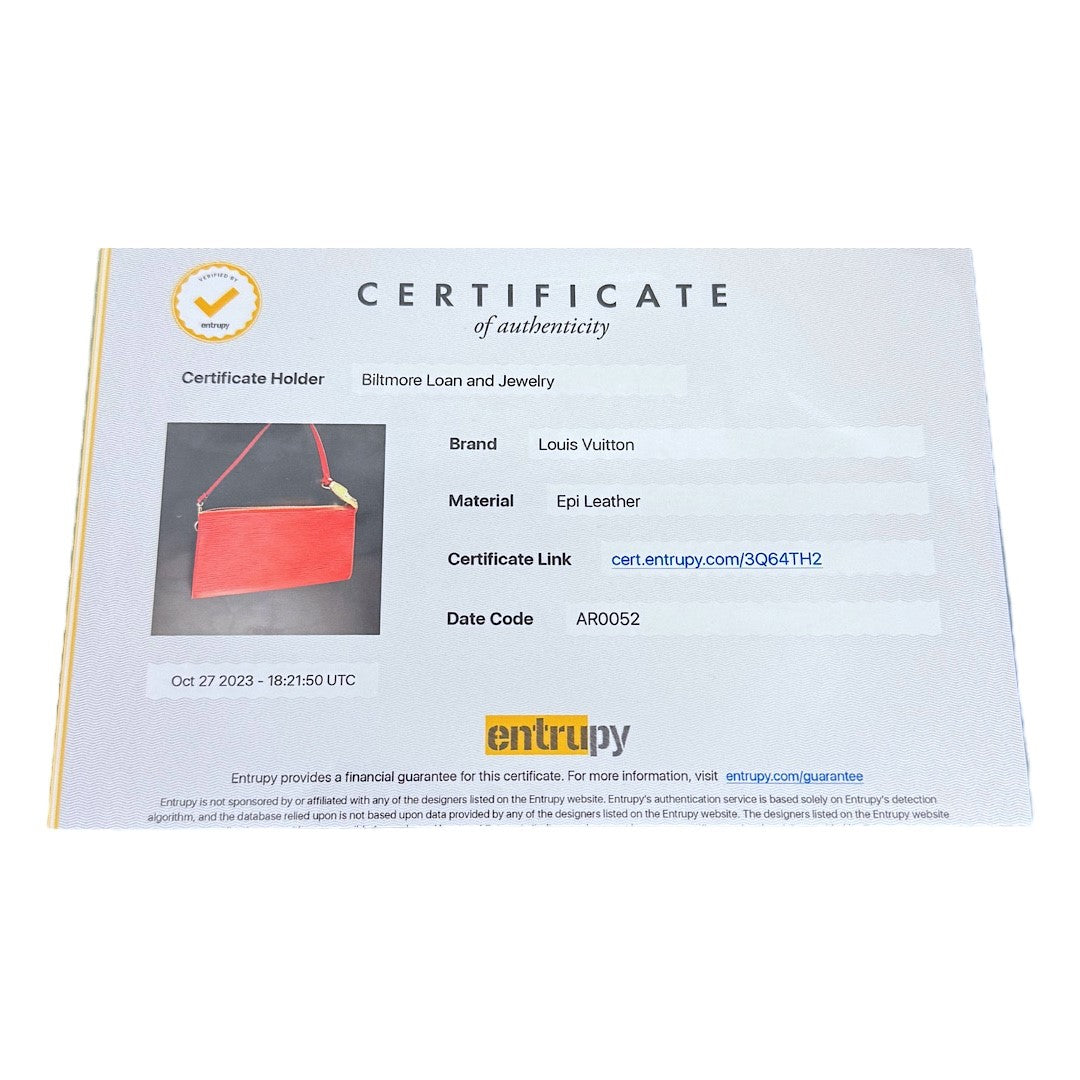 Louis Vuitton Vintage Red Epi Pochette Accessories