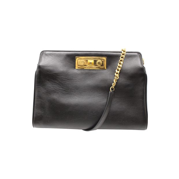 SAINT LAURENT Black 2 Way Crossbody Clutch