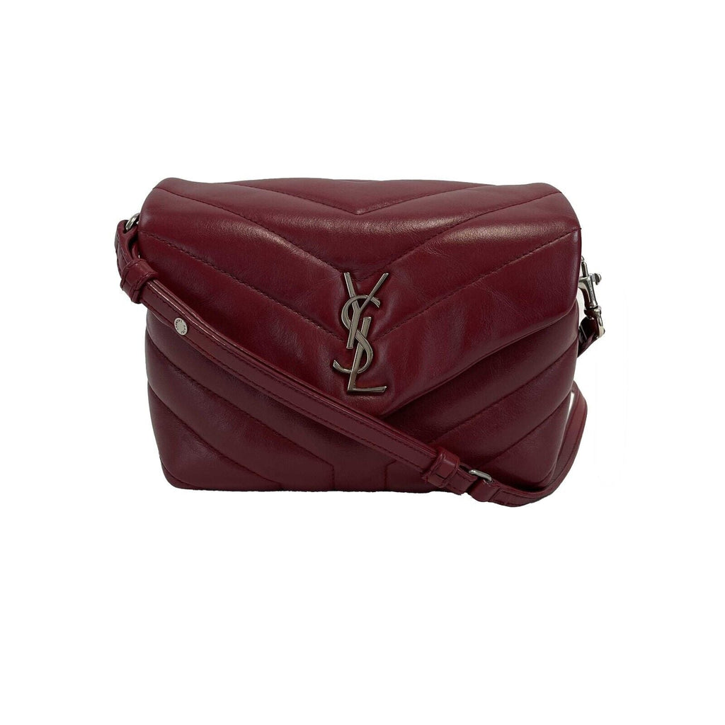 SAINT LAURENT LouLou Toy Strap Bag in Quilted Y Leather Red Cranberry Crossbody