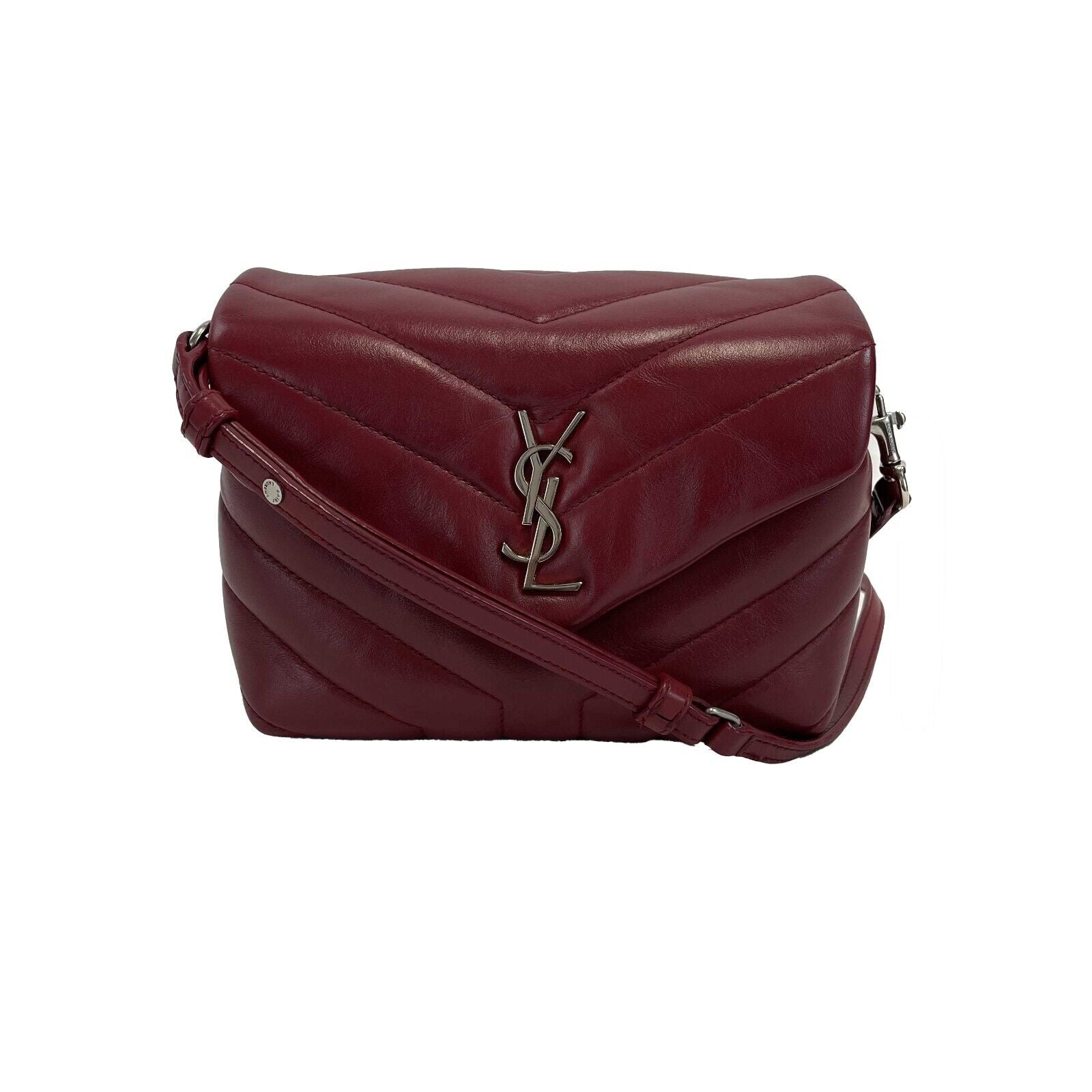 SAINT LAURENT LouLou Toy Strap Bag in Quilted Y Leather Red Cranberry Crossbody