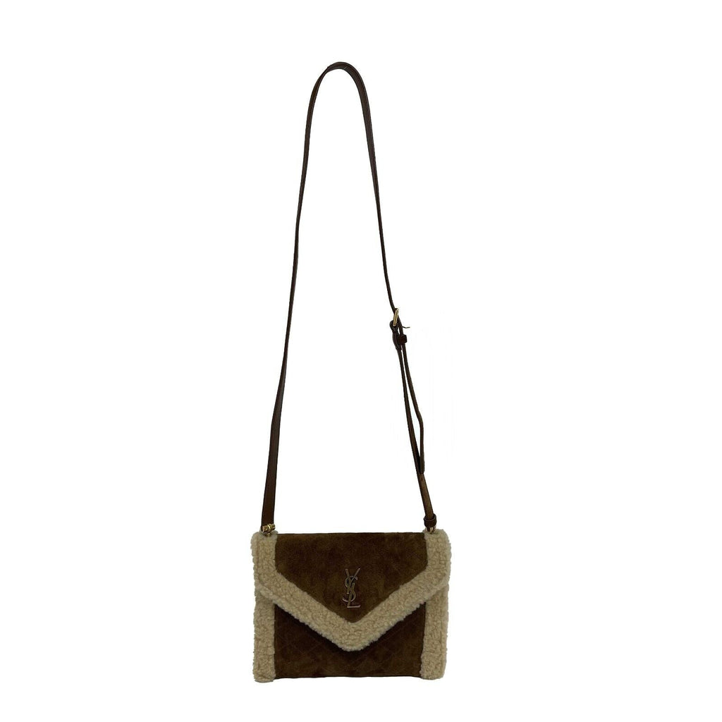 SAINT LAURENT - Gaby Mini Satchel in Quilted Suede and Shearling Crossbody