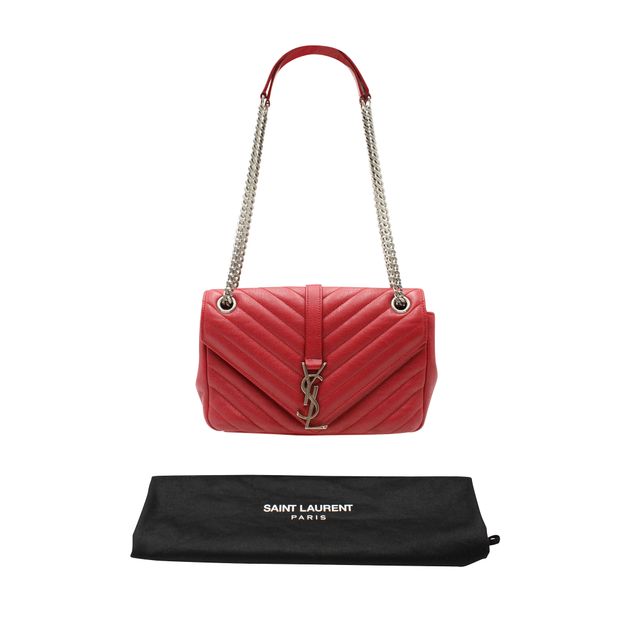 SAINT LAURENT Envelope Leather Chain Shoulder Bag In Red