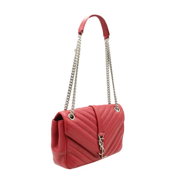 SAINT LAURENT Envelope Leather Chain Shoulder Bag In Red