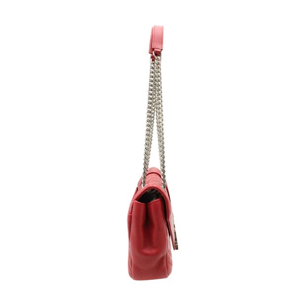 SAINT LAURENT Envelope Leather Chain Shoulder Bag In Red