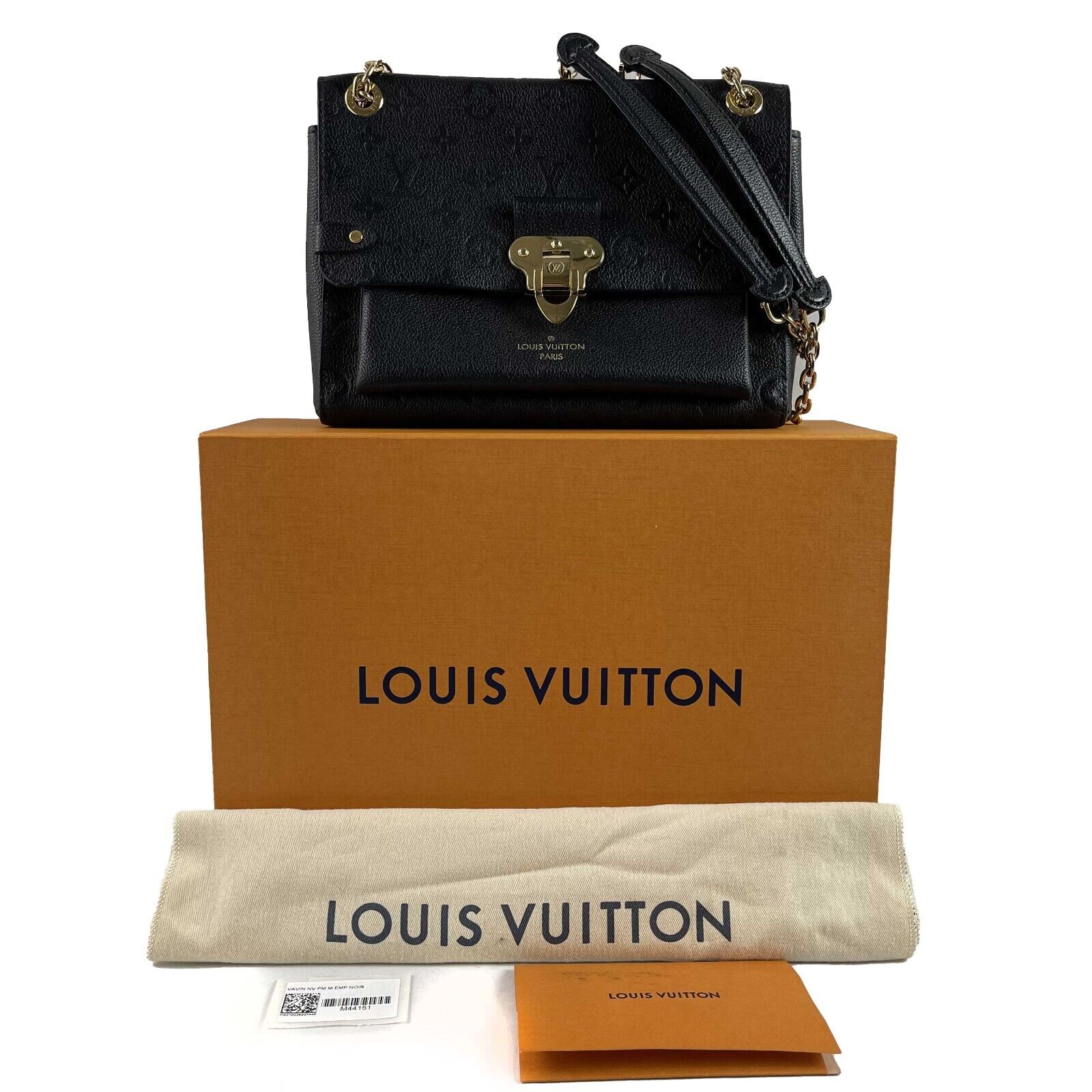 LOUIS VUITTON Excellent Monogram Empreinte Vavin PM Black Handbag