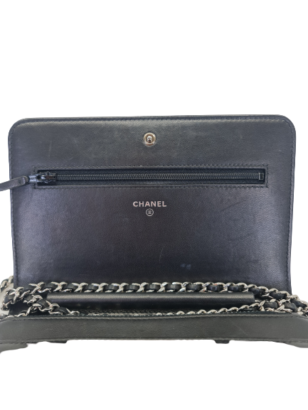 CHANEL Wallet On Chain WOC Silver & Black