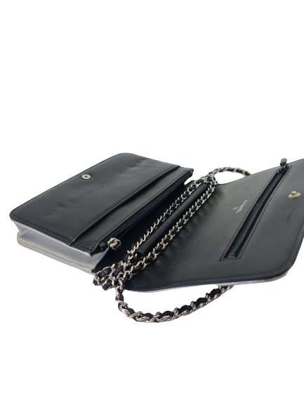 CHANEL Wallet On Chain WOC Silver & Black