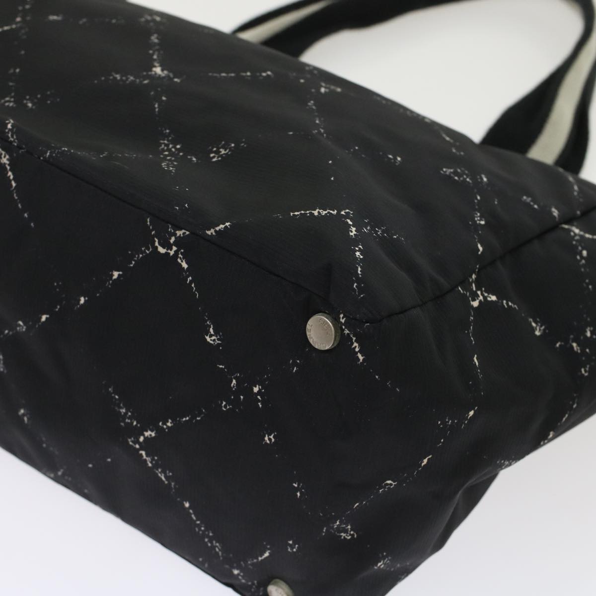 CHANEL Travel line Tote Bag Nylon Black CC  ep1132