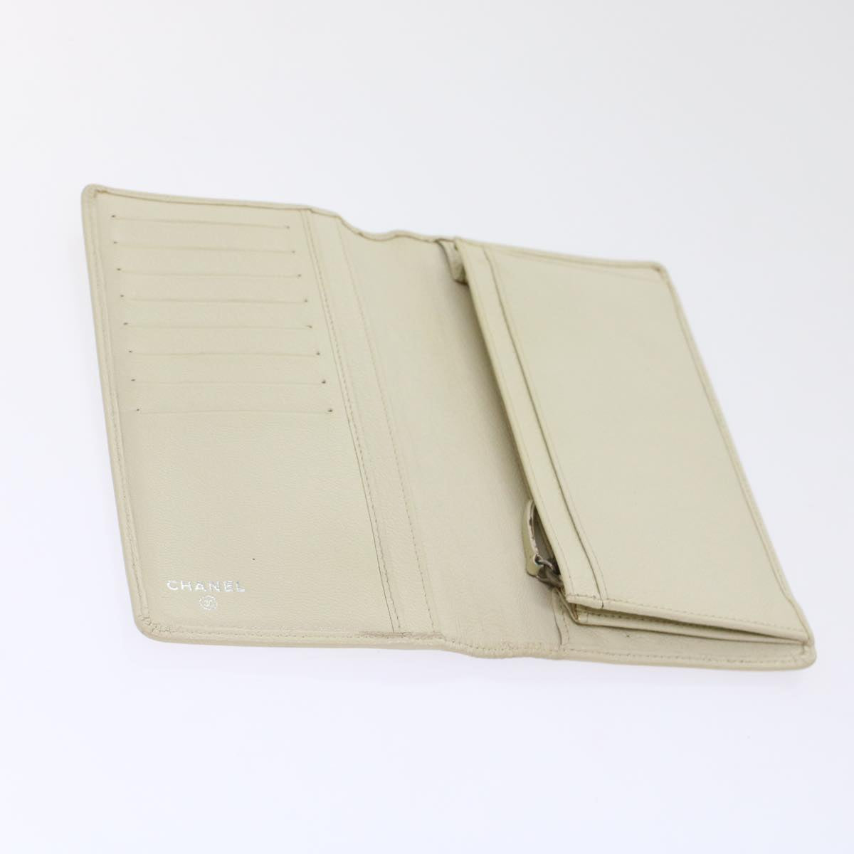 CHANEL Long Wallet Leather White CC  ep1250