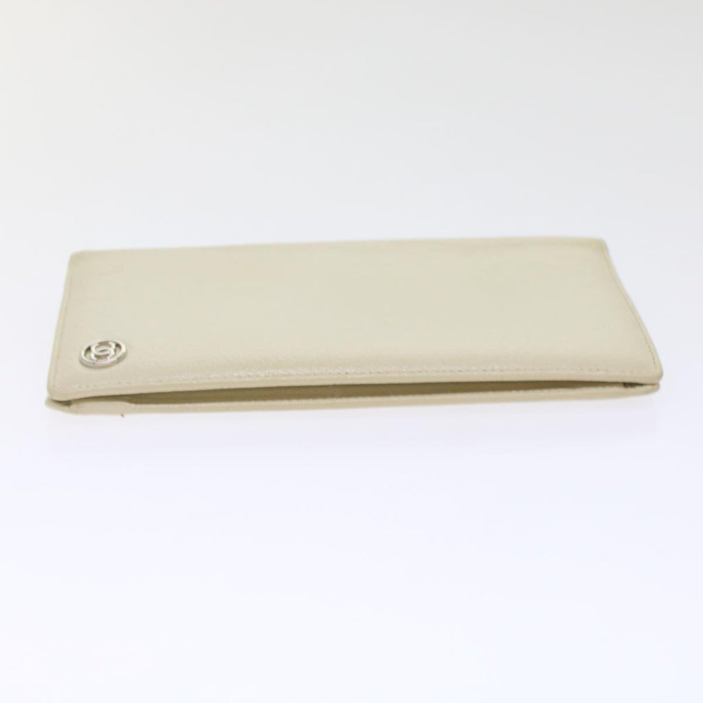 CHANEL Long Wallet Leather White CC  ep1250