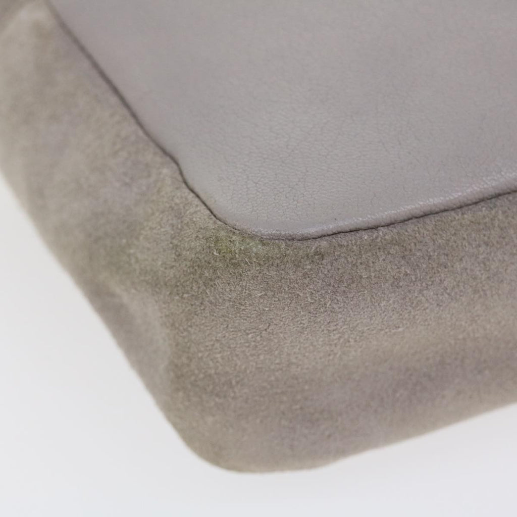 SAINT LAURENT Shoulder Bag Suede Leather Gray Auth ep783