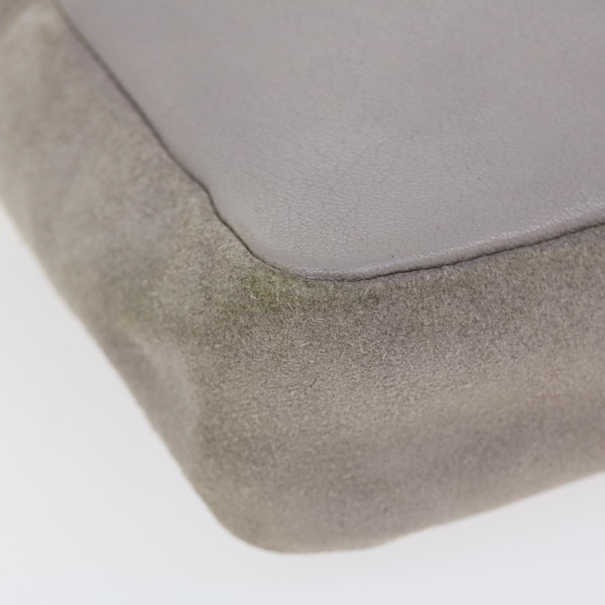 SAINT LAURENT Shoulder Bag Suede Leather Gray Auth ep783