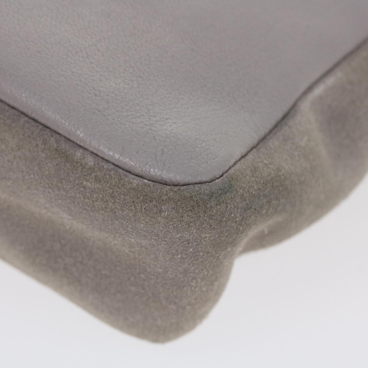 SAINT LAURENT Shoulder Bag Suede Leather Gray Auth ep783
