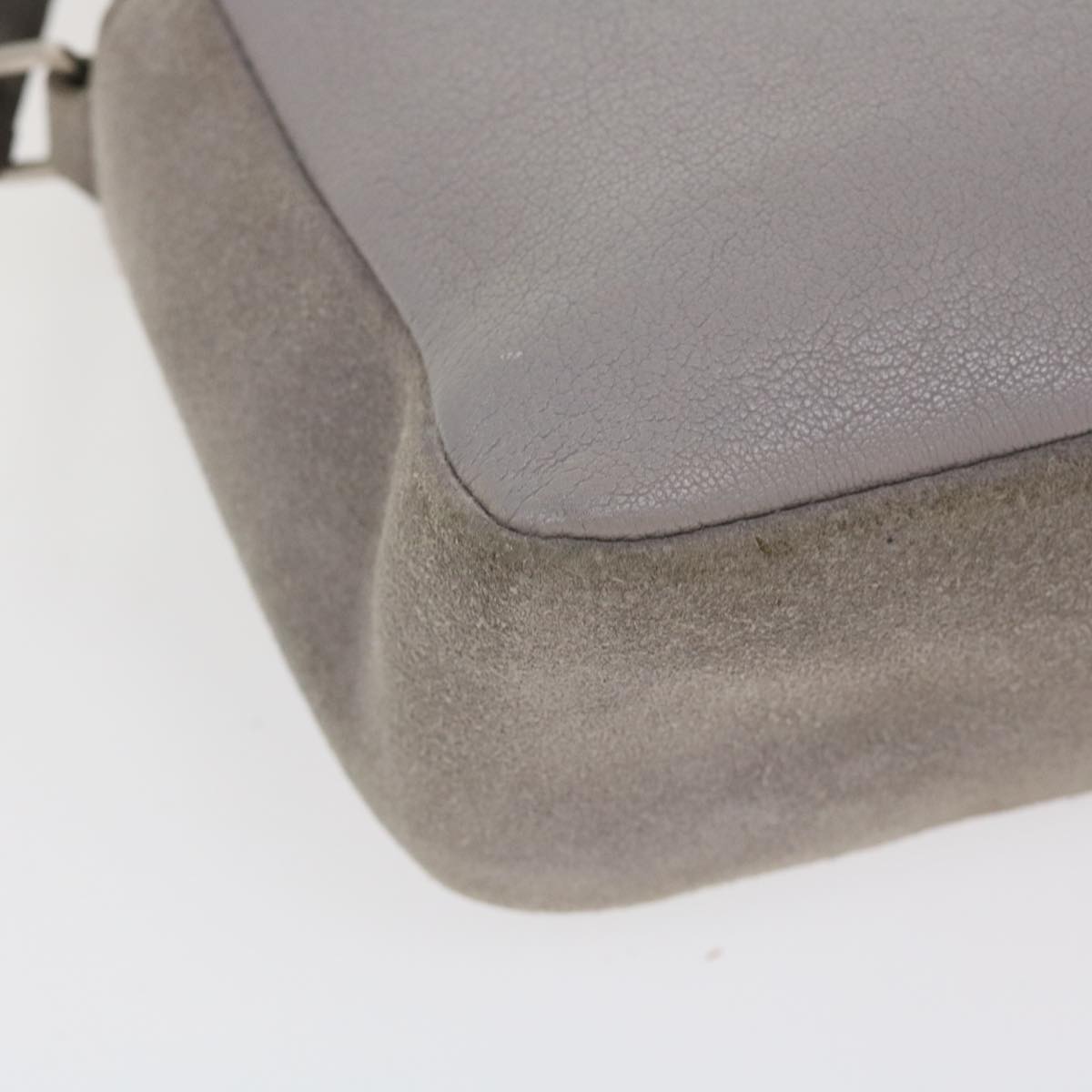 SAINT LAURENT Shoulder Bag Suede Leather Gray Auth ep783
