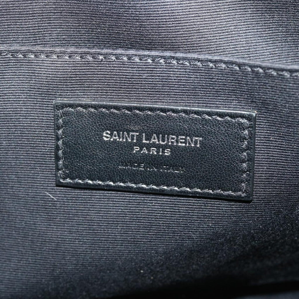 SAINT LAURENT Shoulder Bag Suede Leather Gray Auth ep783