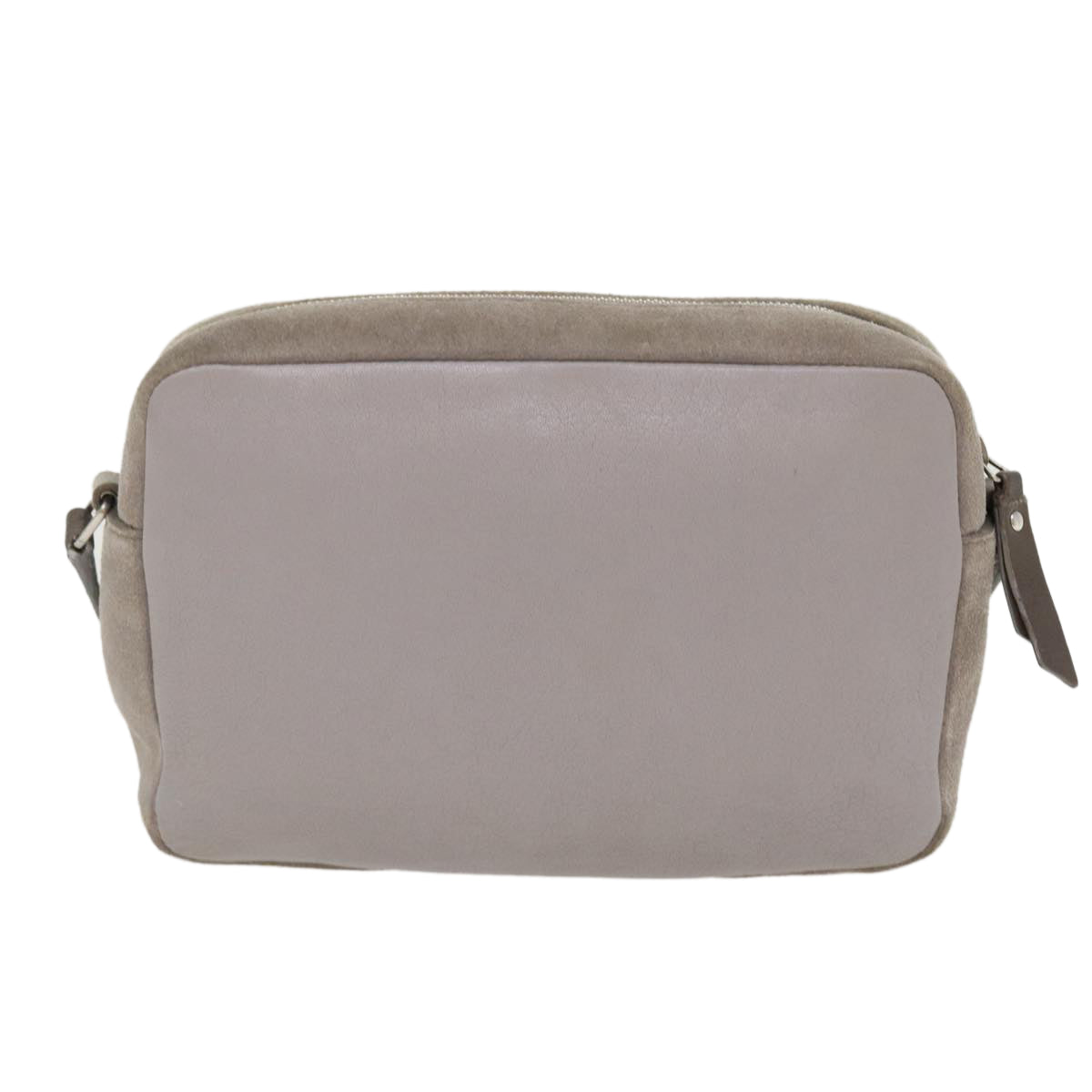 SAINT LAURENT Shoulder Bag Suede Leather Gray Auth ep783