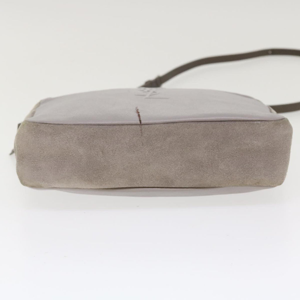 SAINT LAURENT Shoulder Bag Suede Leather Gray Auth ep783