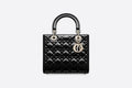 Medium Lady Di**r Bag Black Patent Cannage Calfskin