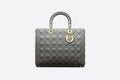 Large Lady Di**r Bag Gray Gradient Cannage Lambskin