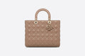 Large Lady Di**r Bag Warm Taupe Cannage Lambskin