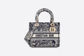 Medium Lady D-Lite Bag Blue Toile de Jouy Reverse Embroidery
