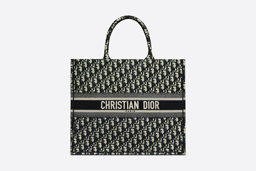 Dior Book Tote Blue Dior Oblique Embroidery