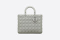 Large Lady Di**r Bag Gray Ultramatte Cannage Calfskin