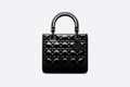 MEDIUM LADY Di**r BAG Black Ultraglossy Patent Cannage Calfskin