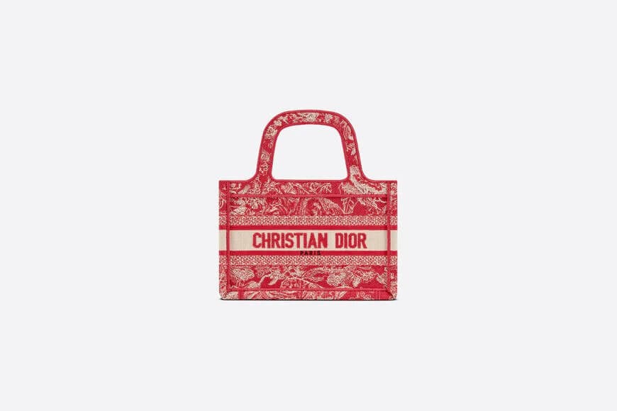 Mini Dior Book Tote Fuchsia Toile de Jouy Reverse Embroidery