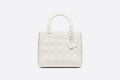 Medium Ultramatte Lady Di**r Bag Latte Ultramatte Cannage Calfskin