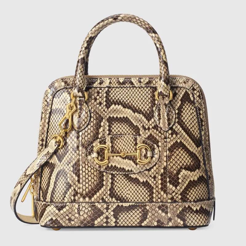 Gucci Horsebit 1955 python small top handle bag in natural color | G*G?? US