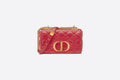 Small Di**r Caro Bag Raspberry Supple Cannage Calfskin
