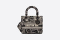 MEDIUM LADY D-LITE BAG Black and White Di**r Around the World Embroidery
