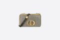 Small Di**r Caro Bag Gray Calfskin with Bead Embroidery