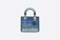 Small Lady Di**r Couture Bag Blue Gradient Sequins Embroidery